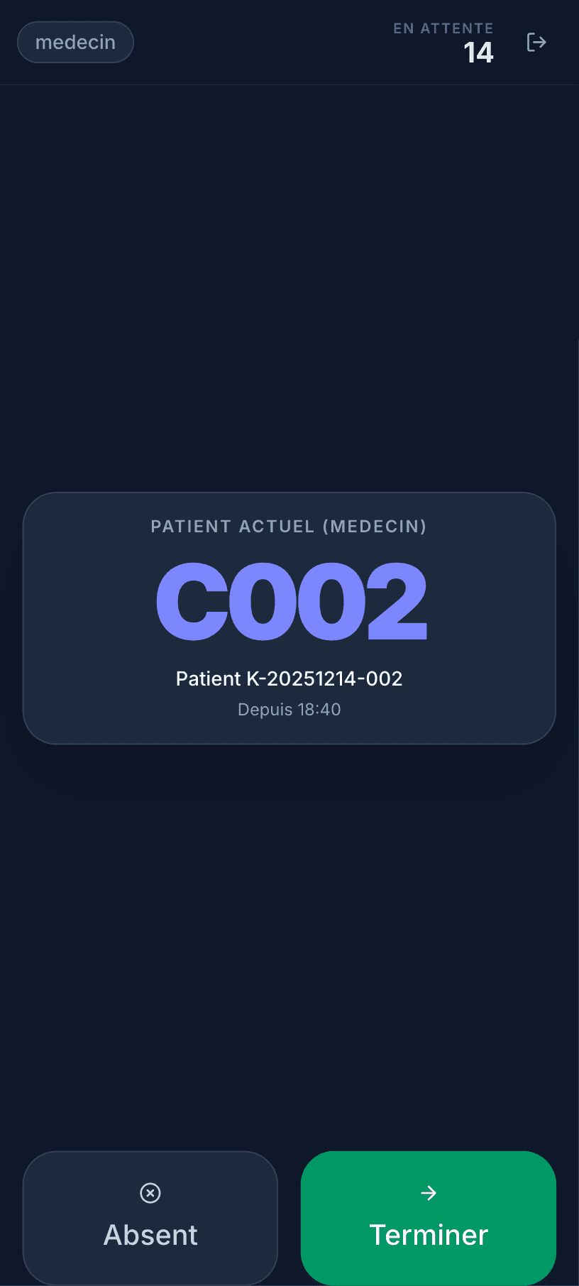 Ticket mobile patient